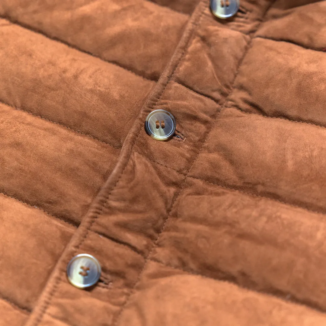 Jackson Suede Leather Down Vest | Caramel