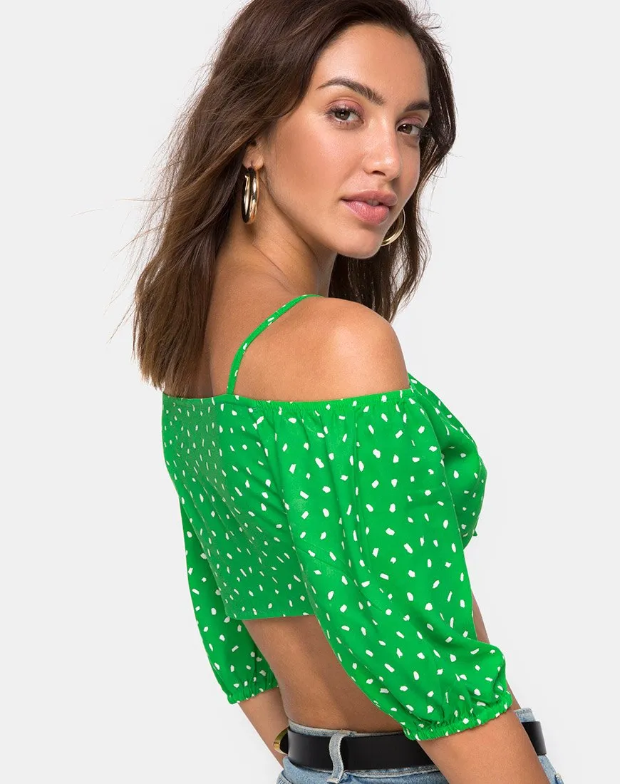 Kavon Crop Top in Green Diana Dot