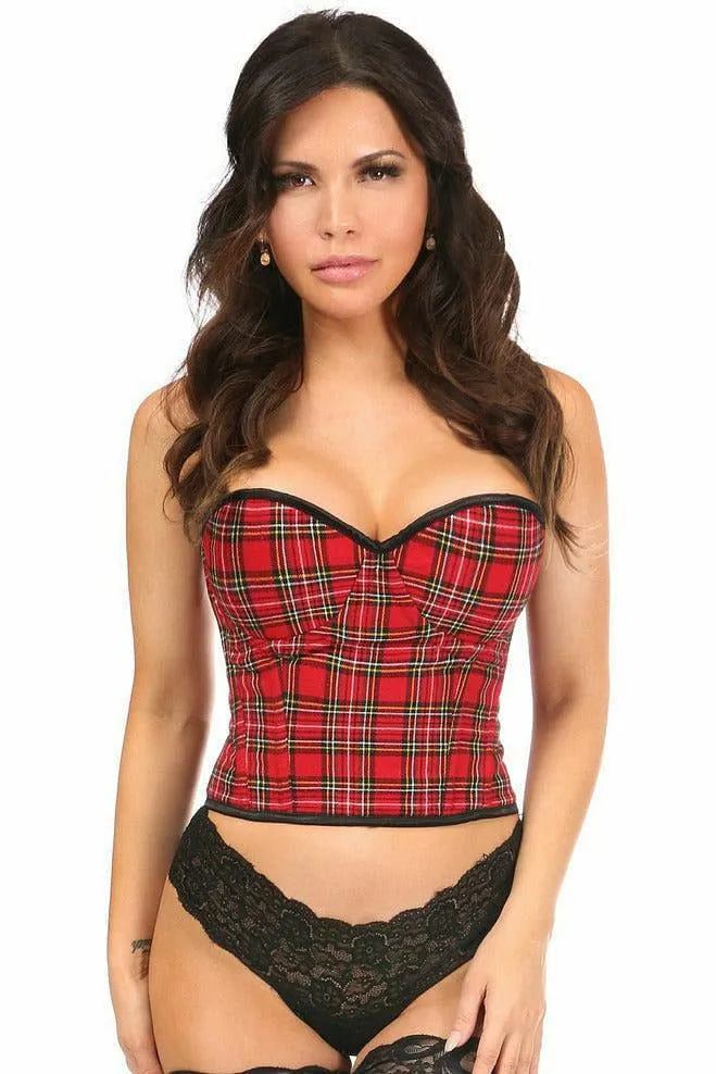 Lavish Red Plaid Underwire Bustier