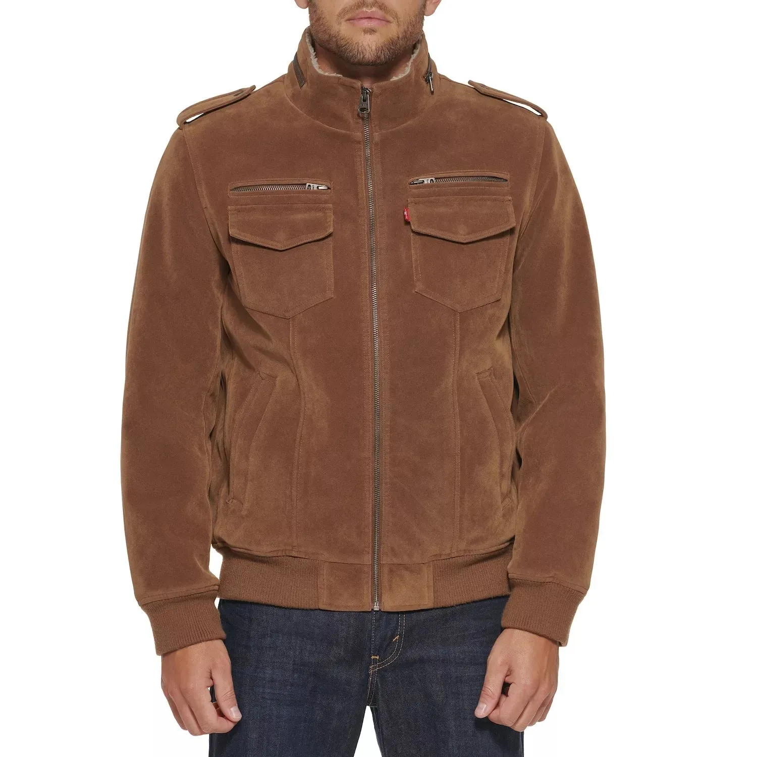 Levi's Men's Faux Suede Aviator Bomber Jacket with Sherpa