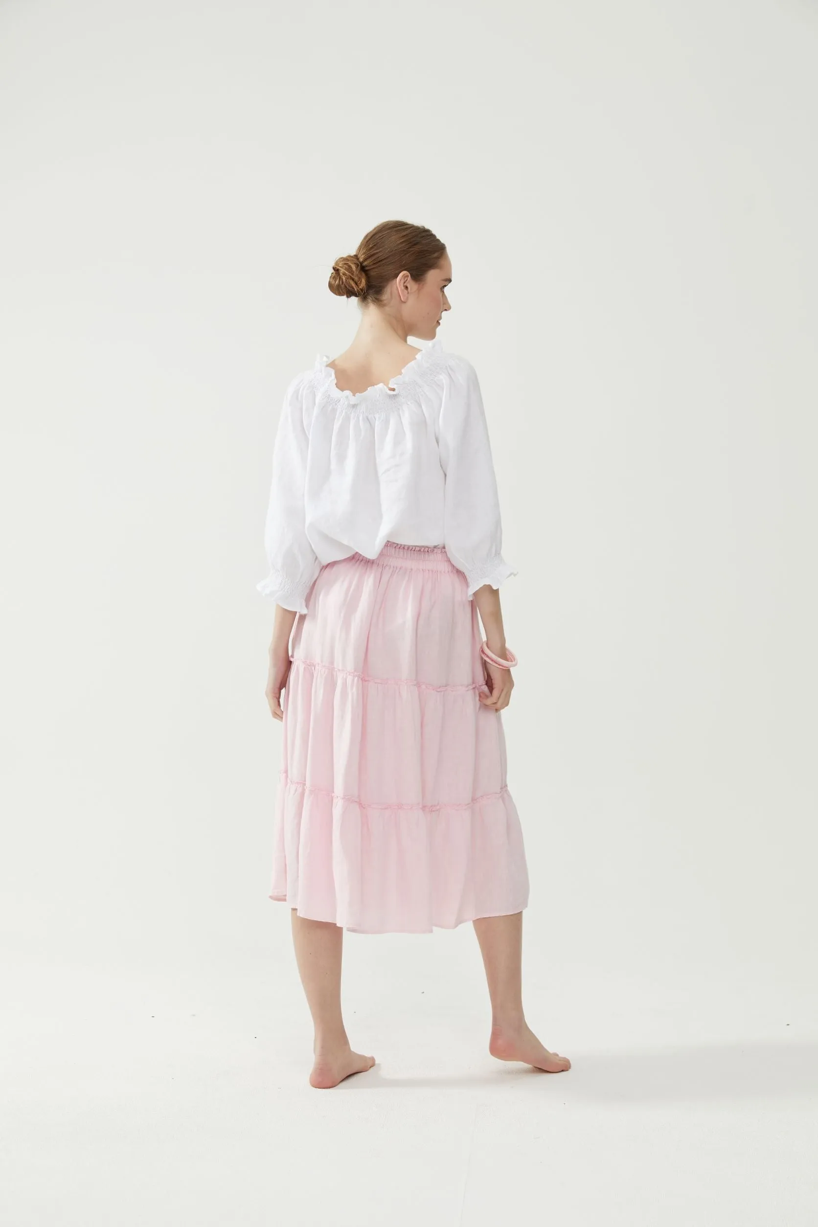 Long Rah Rah Skirt Pink