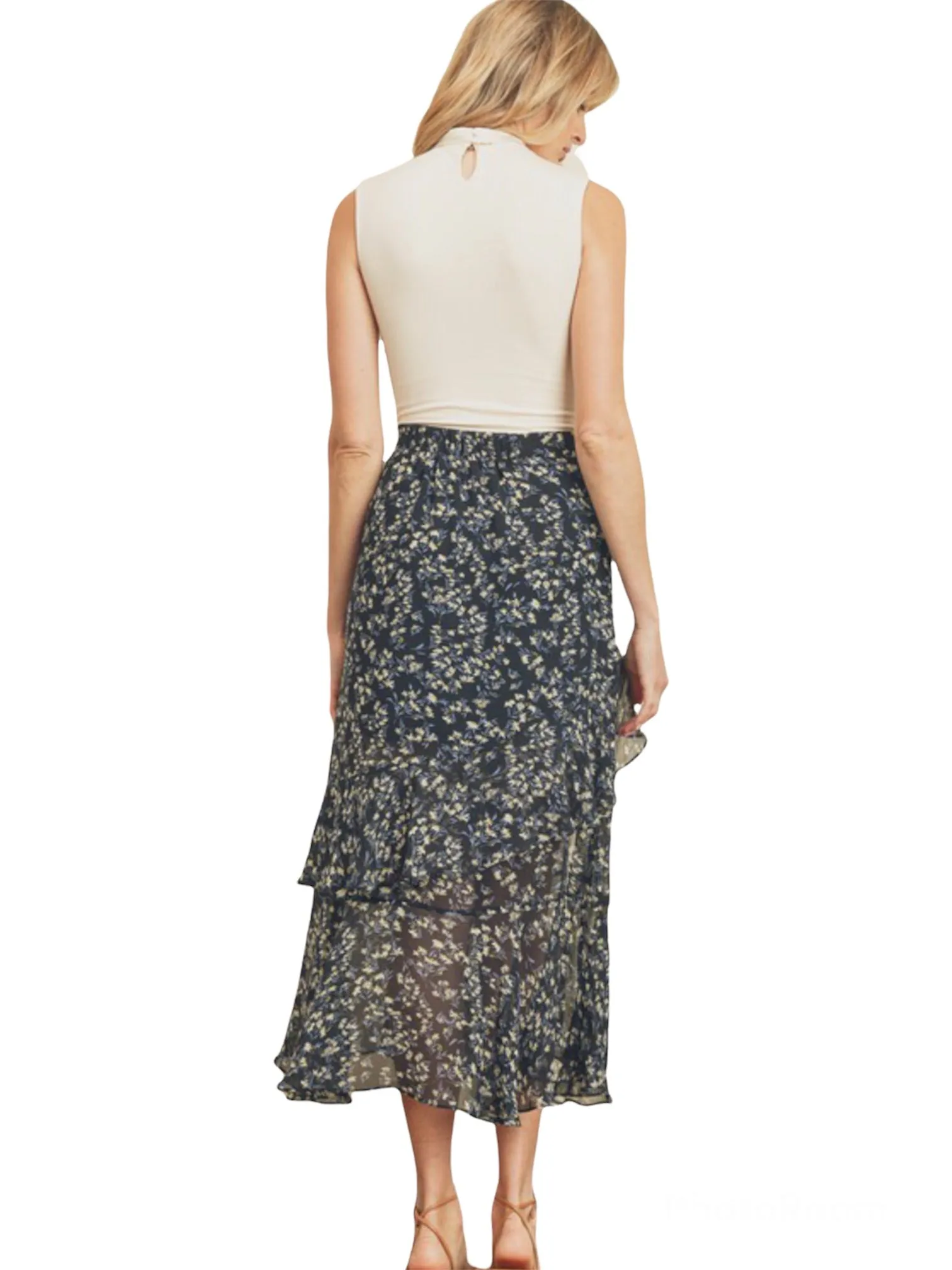 Love In A Mist Floral Print Midi Skirt