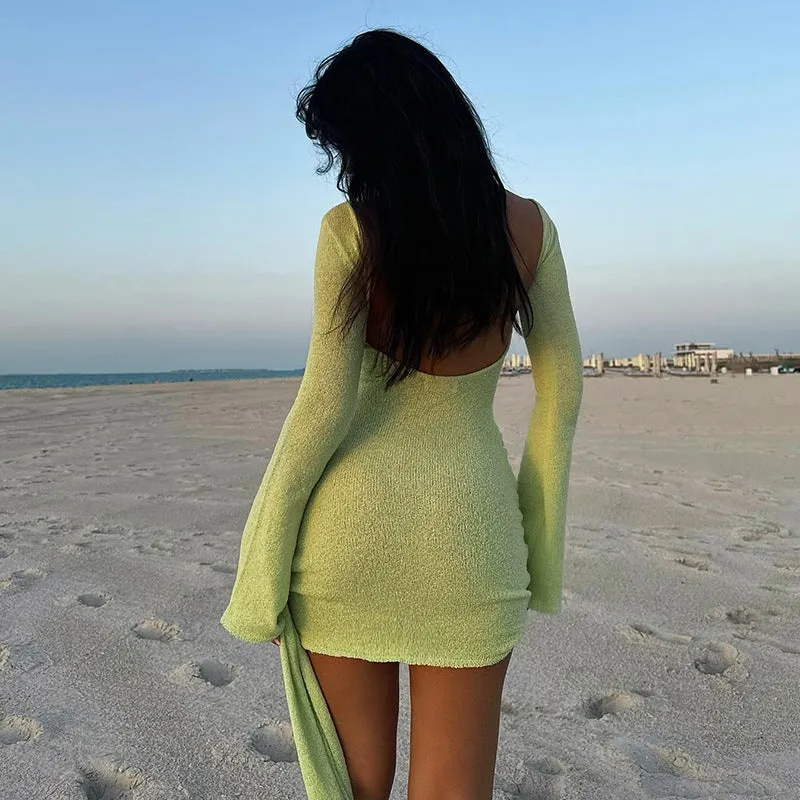 Lynei Knitted Backless Mini Dress