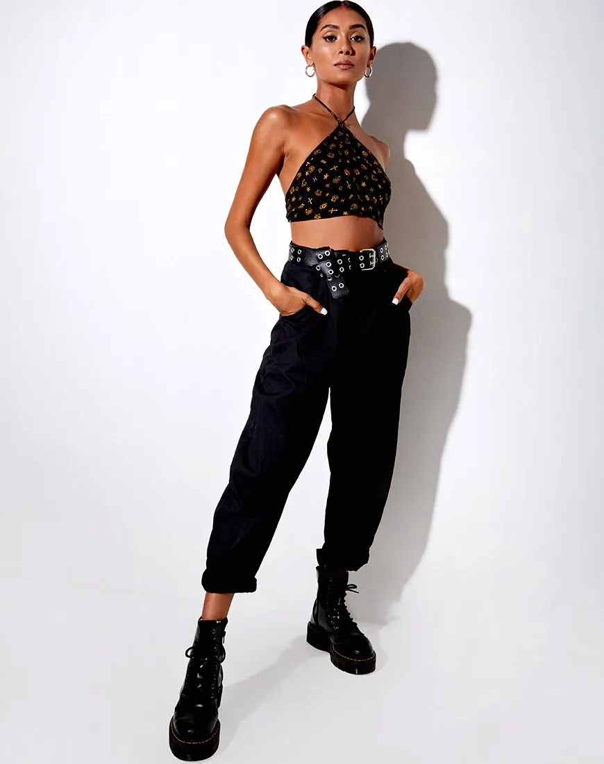 Maudy Crop Top in Mini Astro Black