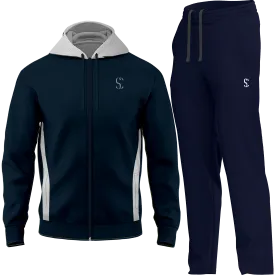 Men's Navy Blue Tracksuit Fleece Hooded Zip up Sweatshirt & Joggers