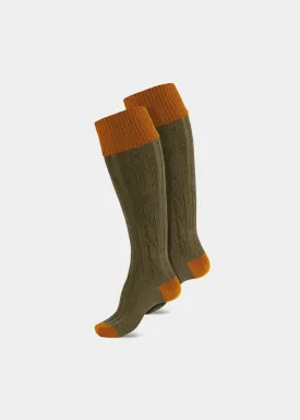 Men's Shooting Socks - Ochre & Olive