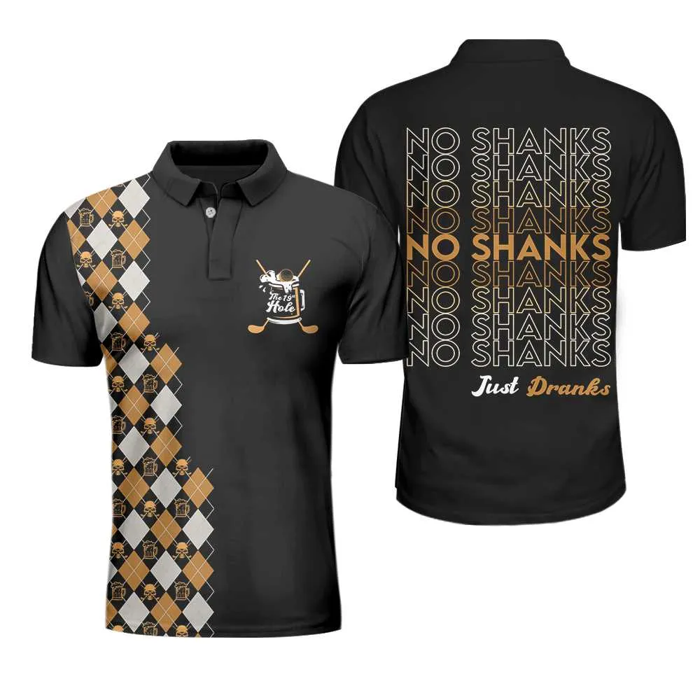 No Shanks Just Dranks The 19Th Hole Polo Shirt, Argyle Pattern Beer Polo Shirt, Golf Shirt For Beer Lovers Coolspod