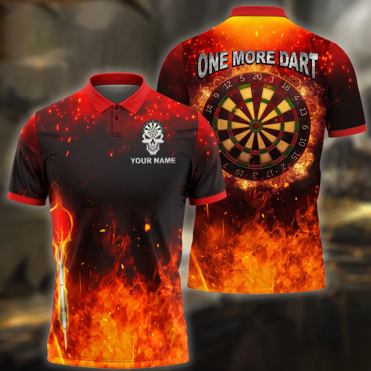 One More Dart Polo Shirt For Darts Players With Custom Name, Dart Fire Shirt