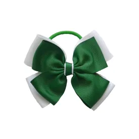 Opal Bow Hair Bobble Green / White