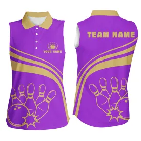 Personalized Bowling Sleeveless Polo Shirts For Women Bowling Shirts Team Bowl, Idea Gift for Bowling Lover