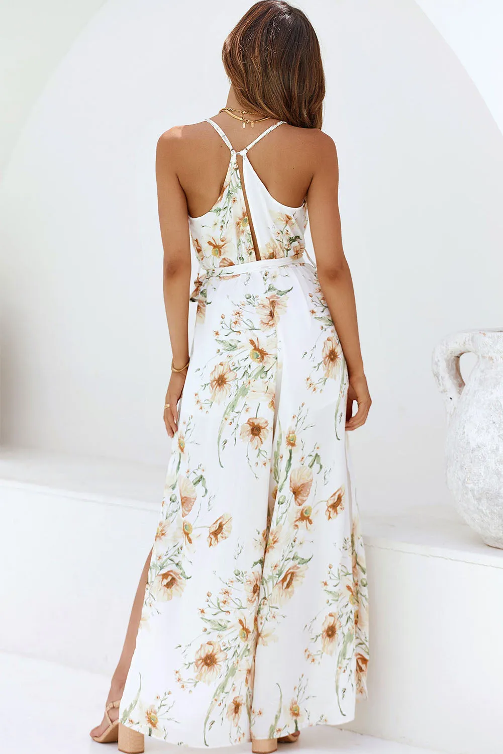 Poppy Print Belted Cami Wide Leg Jumpsuit