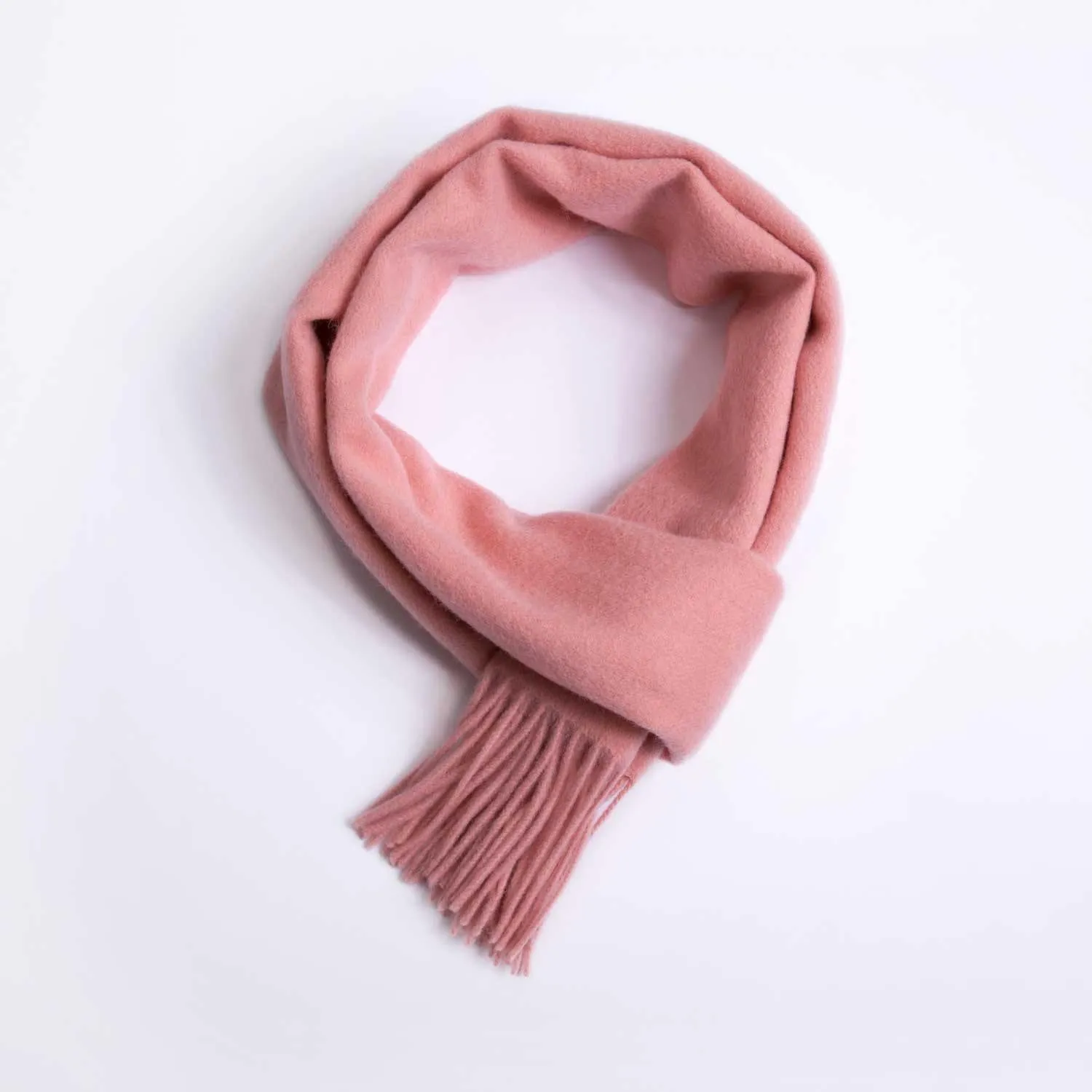 POSH FLEECE Pure Wool Scarf with Fringe Pink