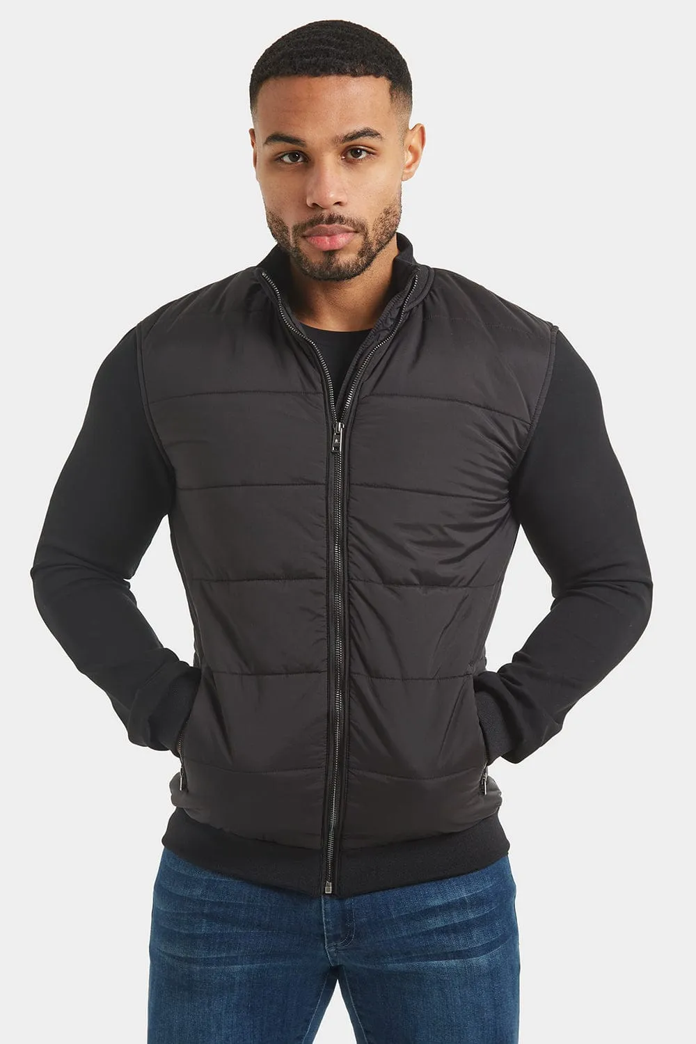 Quilted Hybrid Jacket in Black