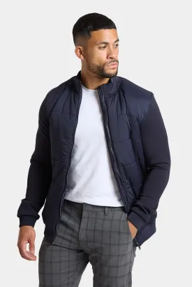 Quilted Hybrid Jacket in Navy