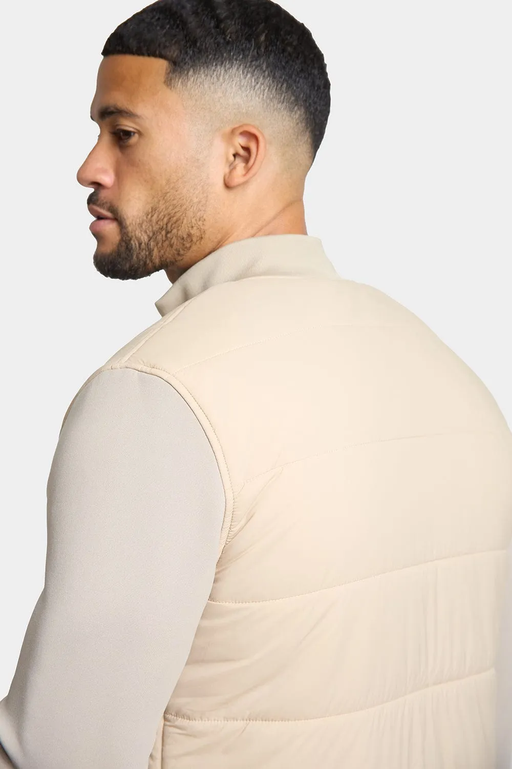 Quilted Hybrid Jacket in Stone