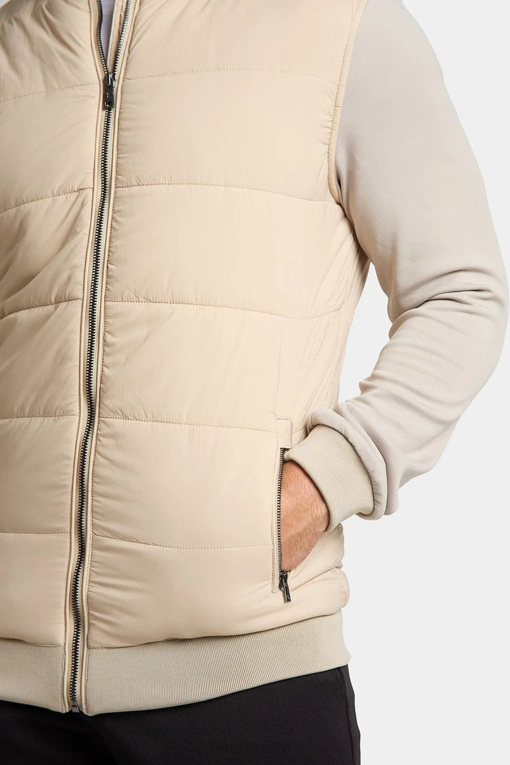 Quilted Hybrid Jacket in Stone