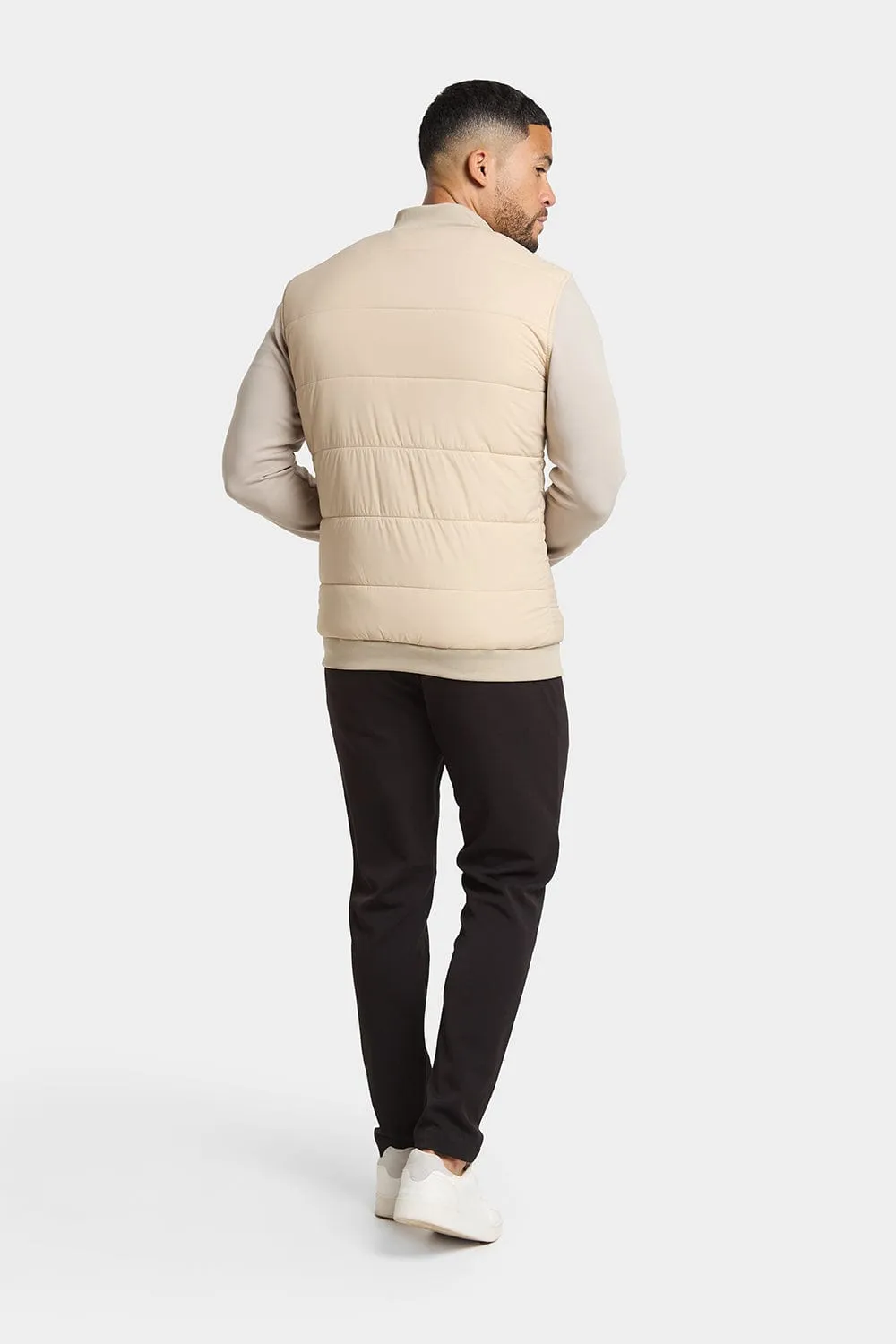 Quilted Hybrid Jacket in Stone