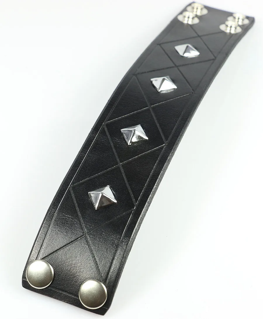 Quilted Pyramid Studded Wristband