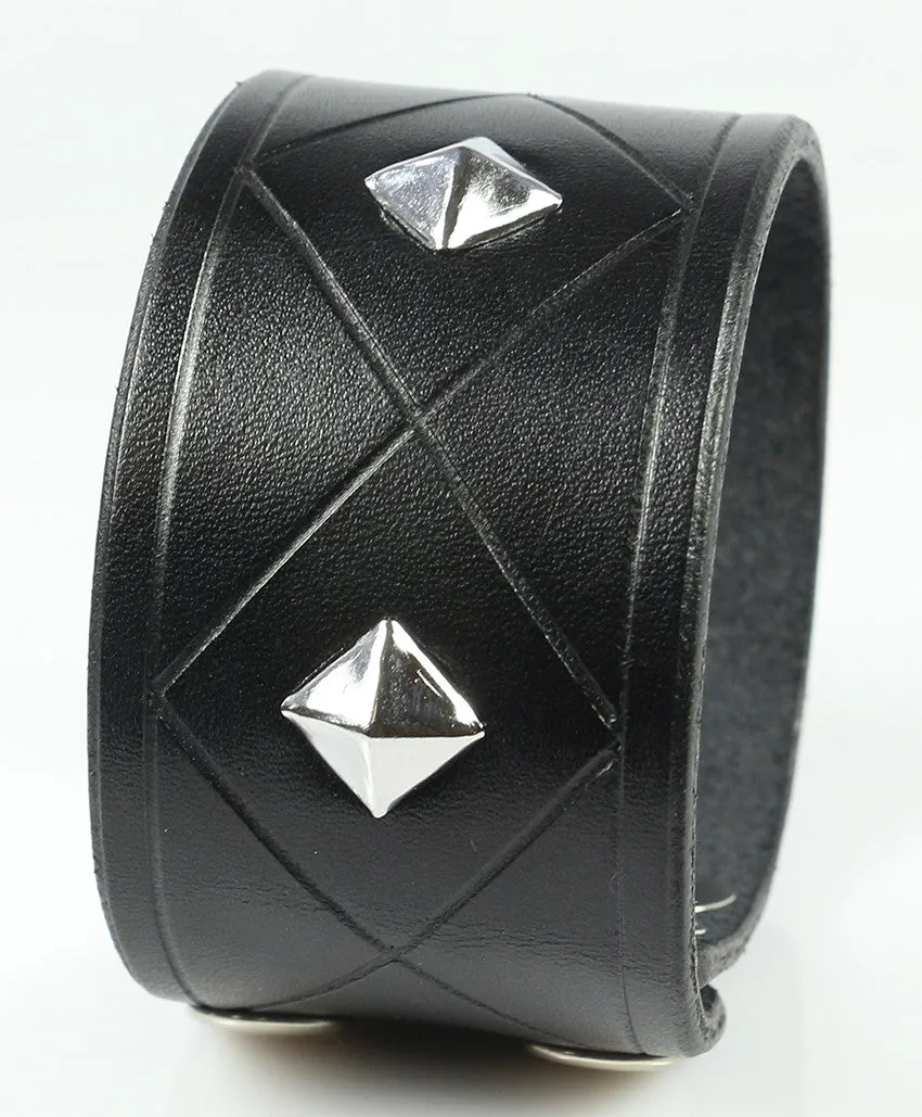 Quilted Pyramid Studded Wristband