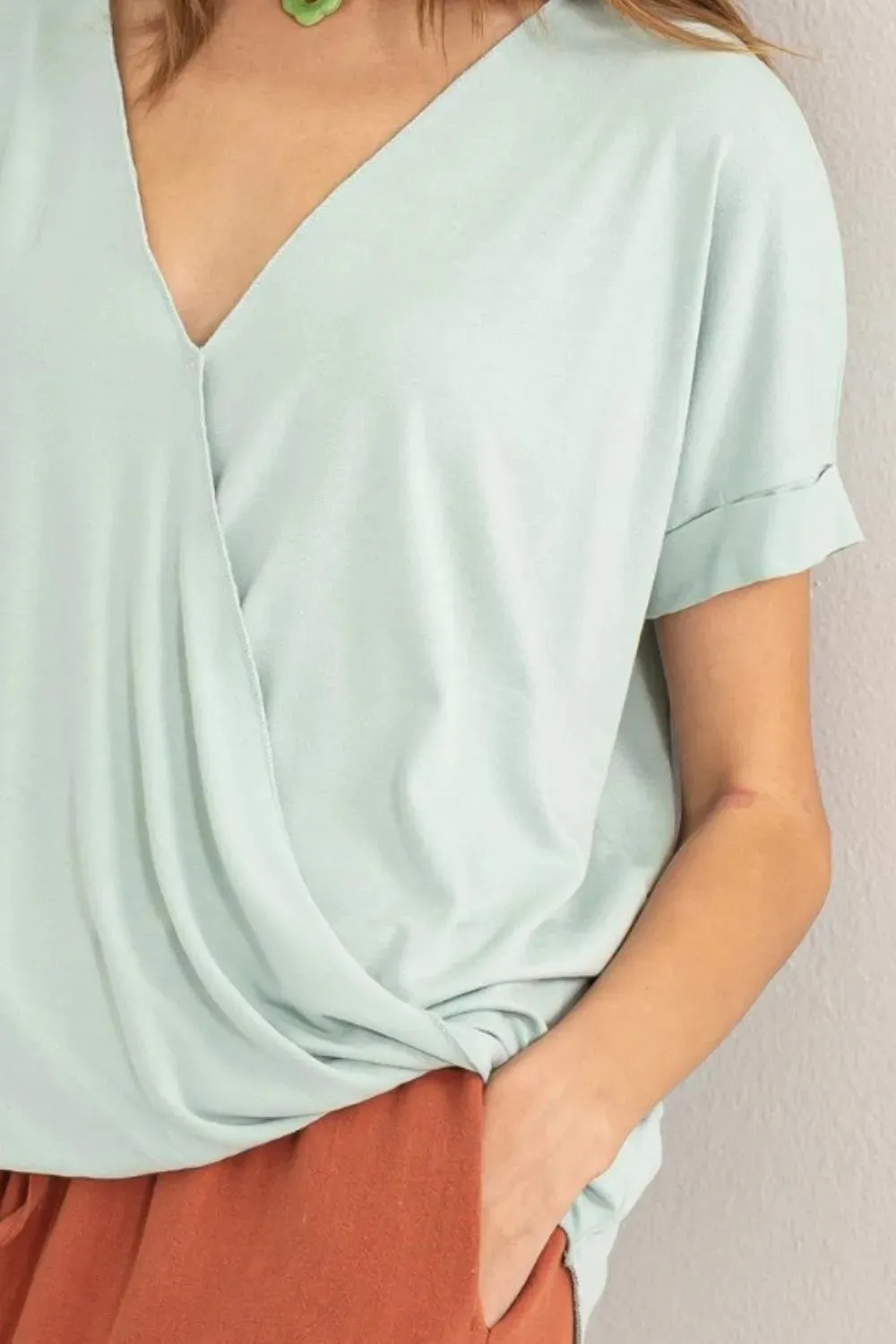 Short Sleeve Surplice Top