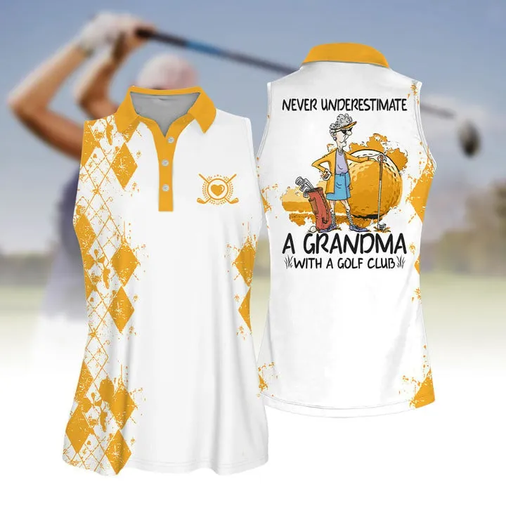 Sleeve Women Polo Shirt For Ladies Never Underestimate A Grandma With A Golf Club