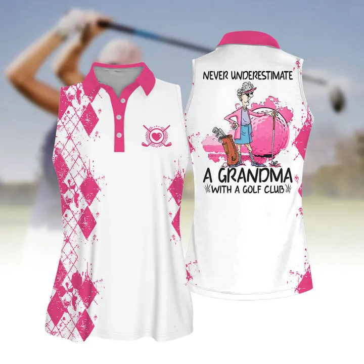 Sleeve Women Polo Shirt For Ladies Never Underestimate A Grandma With A Golf Club