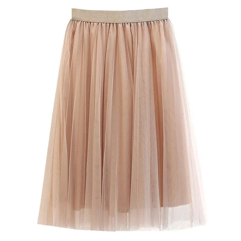 Soft Light Long Gauze Elastic Elegant Skirt