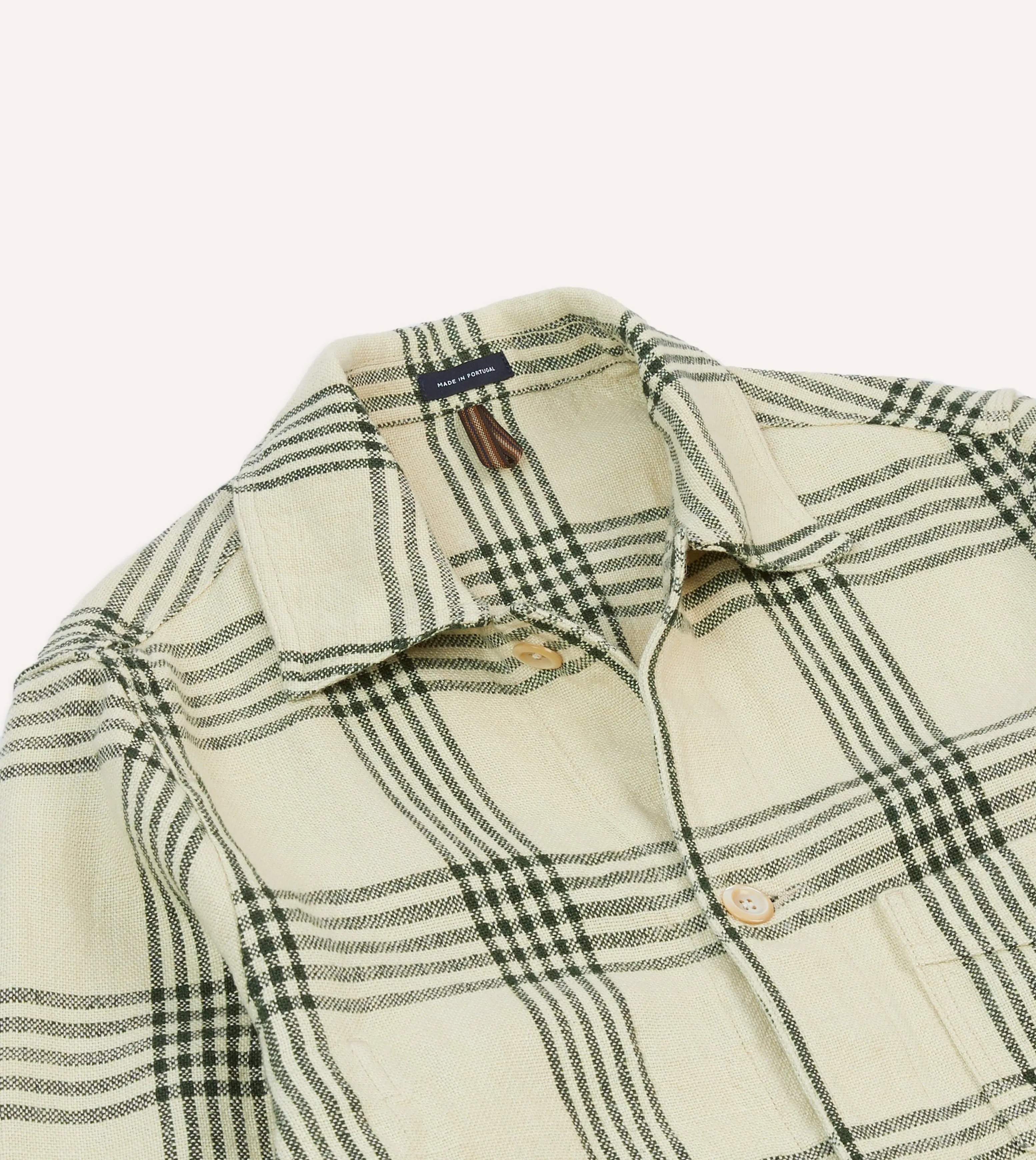 St. JOHN by Drake's Green Check Linen Five-Pocket Chore Jacket