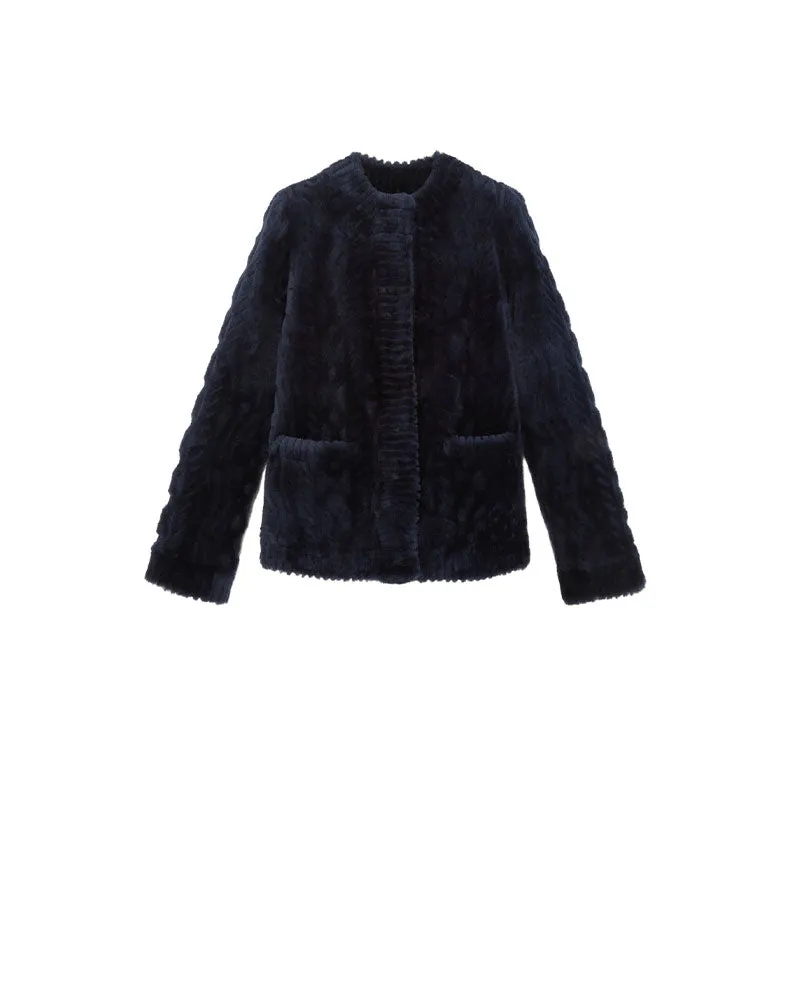 The Wrenley Cable Knit Grooved Shearling Jacket