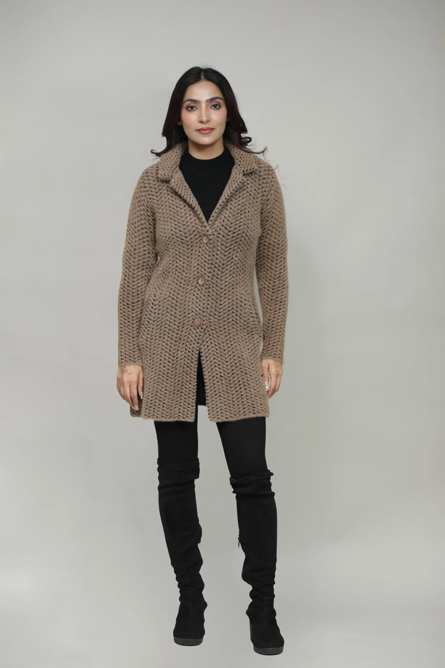 Women Winter Collar Neck Long Coat