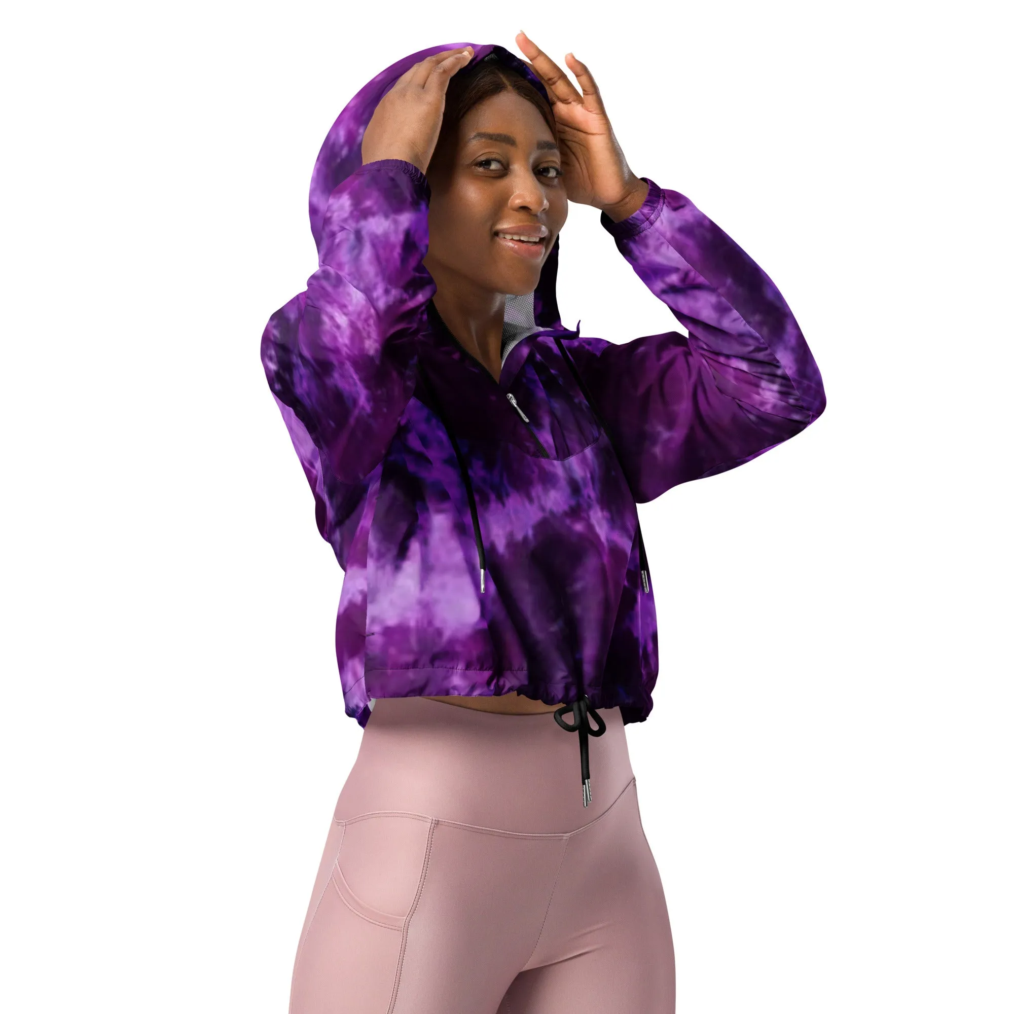 Women’s Cropped Windbreaker - Purple Tie-Dye - The Original