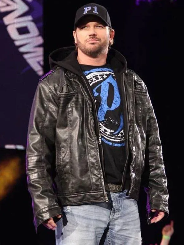 WWE Superstar AJ Style Hooded Leather Jacket